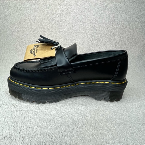 Dr. Martens Black Leather Tassel Loafers with Yellow Stitching - Picture 11 of 13